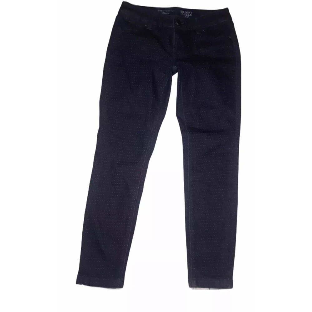 The Limited Denim Skinny Ankle Indigo White Polka-dot Jeans Size 0